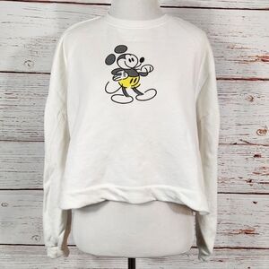 Disney White Crew Neck Sweatshirt With Vintage Mickey Mouse Graphic Size Medium
